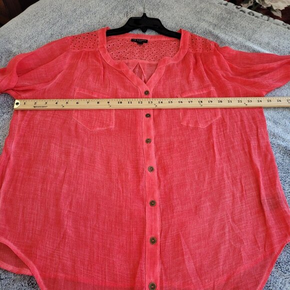 IN STudio Women Top Plus Size 3X Pink Button Up Lagenlook Lightweight Boho 17458 - Picture 9 of 13